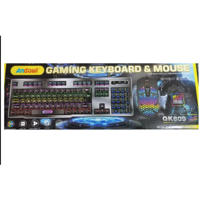 Set tastatura si mouse gaming Andowl QK809 USB iluminare RGB