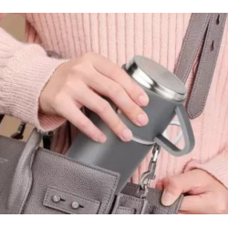 UB Set termos din inox cu 3 cesti 500ml sticla termoizolanta pentru bauturi fierbinti si reci bej