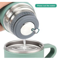 Set termos din inox cu 3 cesti 500ml sticla termoizolanta pentru bauturi fierbinti si reci VERDE