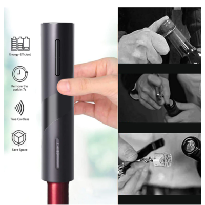 Set tirbuson electric si accesoriu taiere sigiliu NEGRU