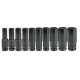Set trusa tubulare impact Otel 10 piese 1/2 inch de la 8 la 24mm Negru