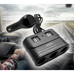 Splitter Auto 1680 120W 12/24V pentru 3 ieșiri brichetă + 4 intrări USB 