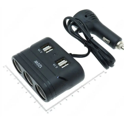 Splitter Auto 1680 120W 12/24V pentru 3 ieșiri brichetă + 4 intrări USB