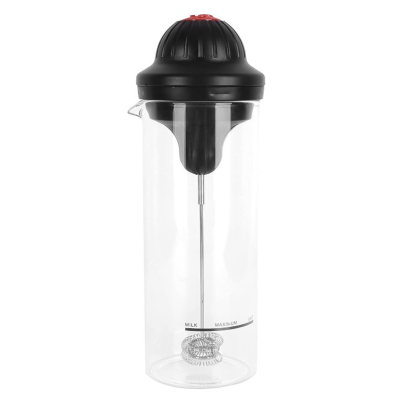 Spumator de lapte functioneaza cu baterii usor de utilizat 450 ml sticla negru/transparent
