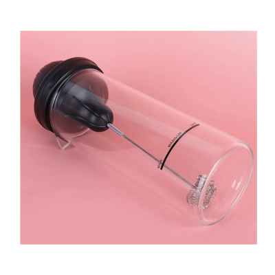 Spumator de lapte functioneaza cu baterii usor de utilizat 450 ml sticla negru/transparent
