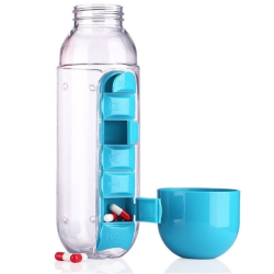 Sticla de apa cu organizator de pastile 600 ml
