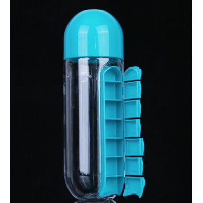 Sticla de apa cu organizator de pastile 600 ml