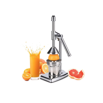 Storcator manual pentru fructe tip presa din inox cu recipient si strecuratoare inclusa argintiu