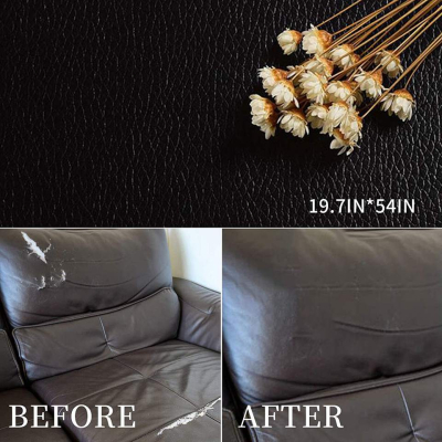 Sul autoadeziv LY din piele ecologica (imitatie piele) 0.45 x 3.0m NEGRU cu textura