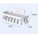 Suport autoadeziv pentru baie cu 17 cleme pliabil 36 x 15 x 14.5 cm alb