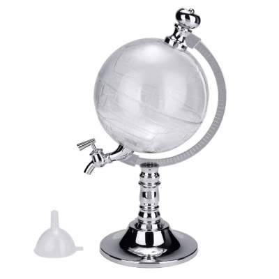 Suport cu dozator sub forma de glob pentru bauturi si lichide design practic capacitate 1.5L