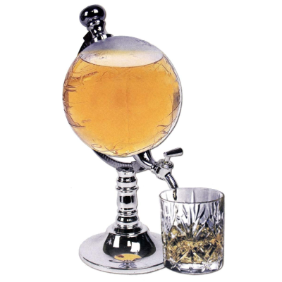 Suport cu dozator sub forma de glob pentru bauturi si lichide design practic capacitate 1.5L