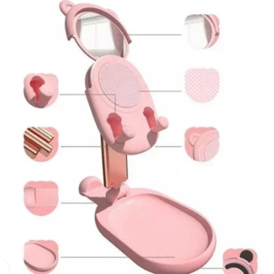 Suport de masa pliabil Andowl Q Z72 cu oglinda si suport pentru obiecte mici pentru smartphone