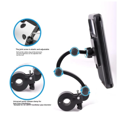 Suport de telefon pentru moto / bicicleta impermeabil cu carcasa si rotire S806