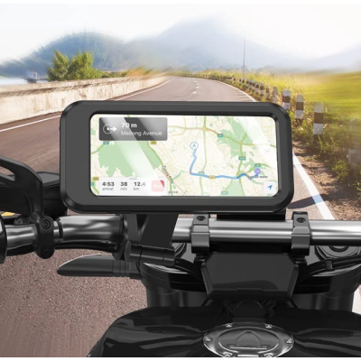 Suport de telefon pentru moto / bicicleta impermeabil cu carcasa si rotire S806