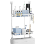 Suport depozitare multifunctional deasupra vasului wc cu doua rafturi Alb