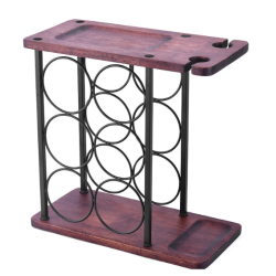 Suport din lemn organizator pentru 6 sticle de vin si 2 pahare