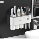 Suport Dispenser pasta de dinti cu 3 pahare magnetice 4 periute