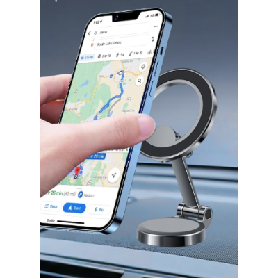 Suport magnetic auto rotativ la 360 grade cu baza rotunda pliabil 