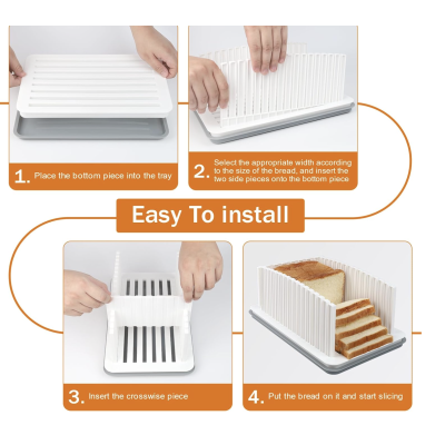 Suport pentru paine cu tavita si ghid de feliere cu latime reglabila