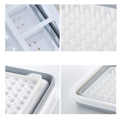 Suport pliabil pentru vase cu scurgator din silicon ALB/GRI