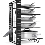 Suport vesela bucatarie ajustabil multifunctional cu 5 rafturi pentu capace sau tigai