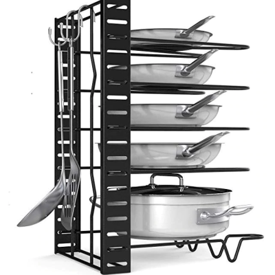 Suport vesela bucatarie ajustabil multifunctional cu 5 rafturi pentu capace sau tigai