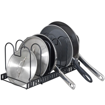 Suport vesela bucatarie ajustabil multifunctional cu 5 rafturi pentu capace sau tigai