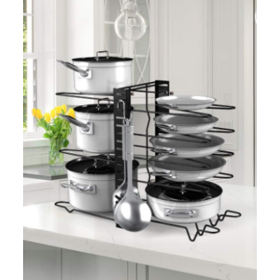 Suport vesela bucatarie ajustabil multifunctional cu 5 rafturi pentu capace sau tigai