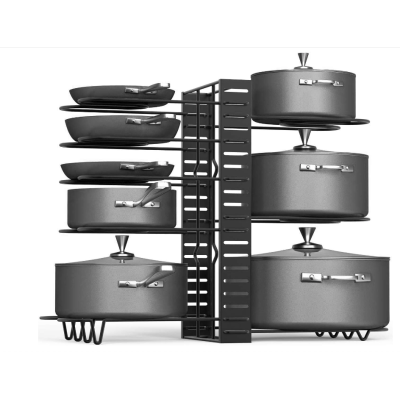 Suport vesela bucatarie ajustabil multifunctional cu 5 rafturi pentu capace sau tigai