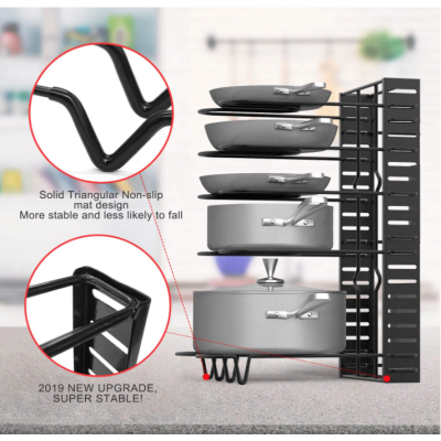 Suport vesela bucatarie ajustabil multifunctional cu 5 rafturi pentu capace sau tigai