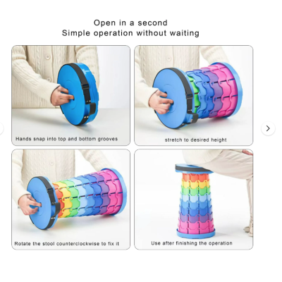Taburet telescopic curcubeu albastru