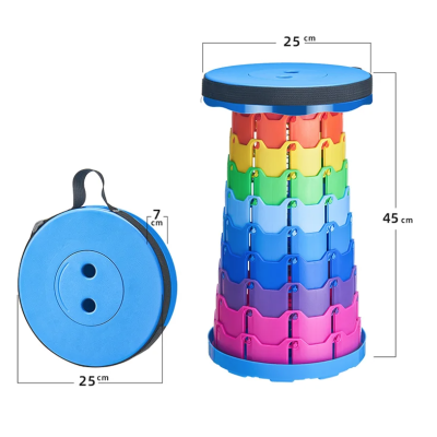 Taburet telescopic curcubeu albastru