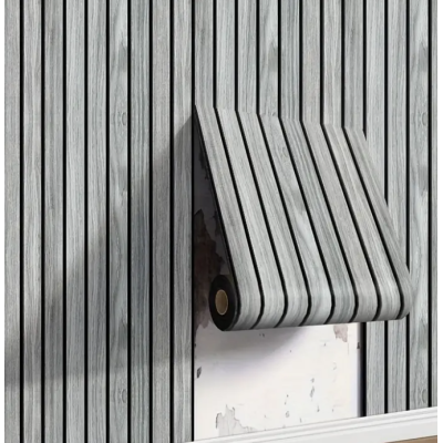 Tapet model riflaj lemn 3D GRI cu dungi 40 x 300cm