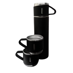 Termos 500 ml + 2 cesti otel inoxidabil negru