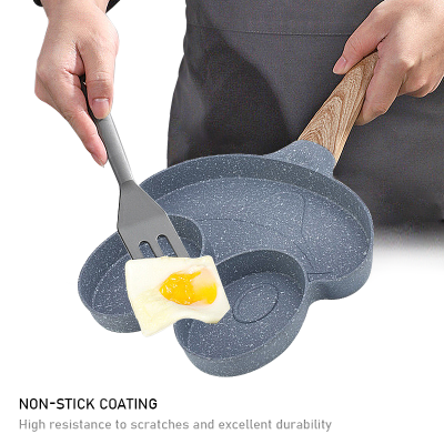 Tigaie Gri cu 3 compartimente maner de lemn