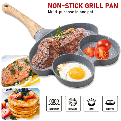 Tigaie Gri cu 3 compartimente maner de lemn