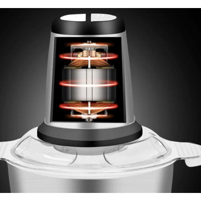 Tocator Electric Multifunctional Q JR842 650W cu 2 Viteze din Inox pentru Carne Fructe si Legume Capacitate 3L