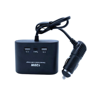 Triplu Bricheta Auto cu Fir OLESSON 1653 si 2 x USB 1 x USB C