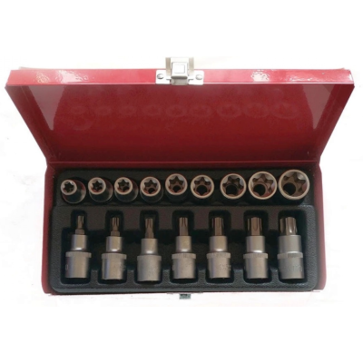 Trusa 16 piese 1/2 chei tubulare torx si capete biti torx