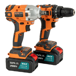 Trusa 1 masina de gaurit + 1 insurubat pe acumulator cu impact  2 acumulatori 4 Ah JPE