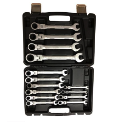 Trusa chei combinate cu clichet si cap articulat dimensiuni de la 8 la 24mm 14 piese Trusa chei combinate cu clichet si cap articulat dimensiuni de la 8 la 24mm 14 piese