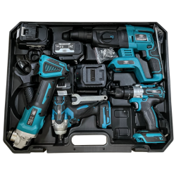 Trusa completa 4 Piese 24V 5AH ce contine : Rotopercutor Bormasina Autofiletanta de impact si  Flex