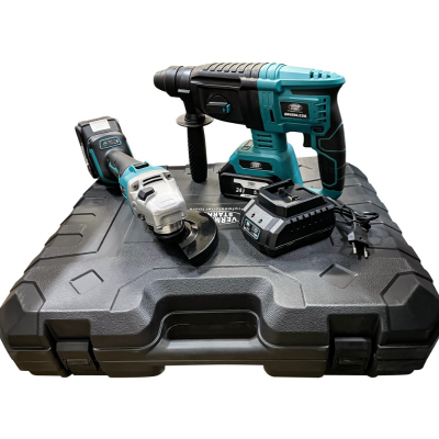 Trusa completa 4 Piese 24V 5AH ce contine : Rotopercutor Bormasina Autofiletanta de impact si  Flex