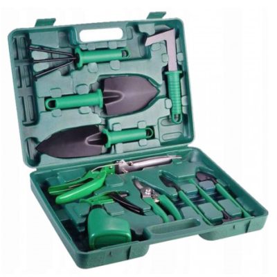 Trusa de gradinarit completa servieta platic VERDE 10 piese MX992