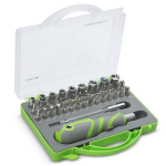 Trusa surubelnita cu biti si tubulare verde 41 piese
