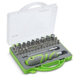 Trusa surubelnita cu biti si tubulare verde 41 piese