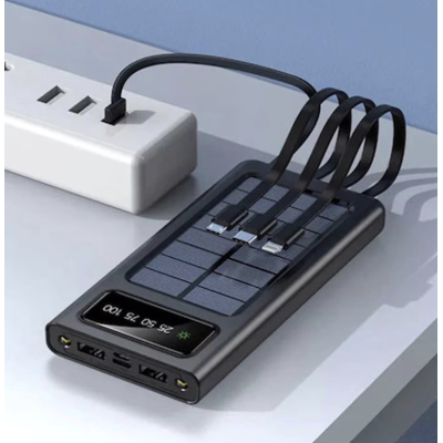 UB Baterie Externa 4 in 1 cu incarcare solara 10000mAh display digital si cabluri AM