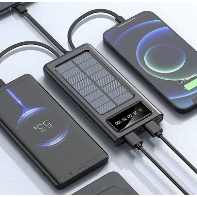 UB Baterie Externa 4 in 1 cu incarcare solara 10000mAh display digital si cabluri AM