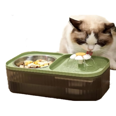 UB Fantana de apa si castron pisici 3L cu bol din otel inoxidabil BS